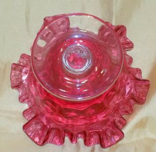 Antique English Cranberry / Ruby Glass Dining Table Pedestal Candy Compote Bowl 4