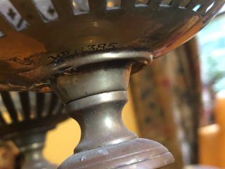 Pair C19th Ecclesiastical/ Church Arts & Crafts Pierced Brass Pew End Oil Lamps 3