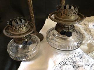 Pair C19th Ecclesiastical/ Church Arts & Crafts Pierced Brass Pew End Oil Lamps 7