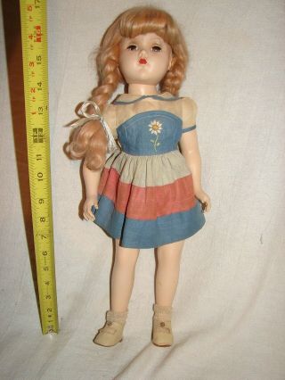Vintage Doll 17 Inch Hard Plastic R & B Arranbee Sleep Eyes Lashes Dress Shoes