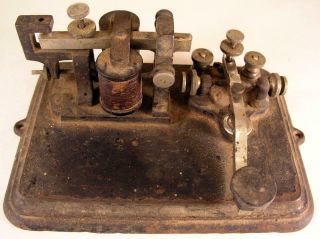 Antique 1875 - 76 Patent Charles W.  Lewis Western Electric Telegraph Key & Sounder