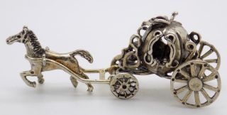 Vintage Solid Silver Italian Made Princess Carriage Miniature,  Figurine,  Stamp