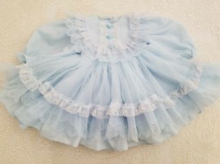 Vintage Sheer Blue Baby Doll Dress Fancy Party