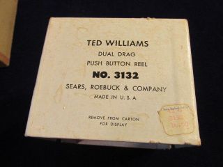 Vtg 1960 ' s Sears Roebuck Ted Williams 3132 Spin Casting Reel EMPTY BOX A38 3
