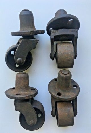 (4) Vintage Antique Swivel Metal Casters Set steampunk industrial restoration 2