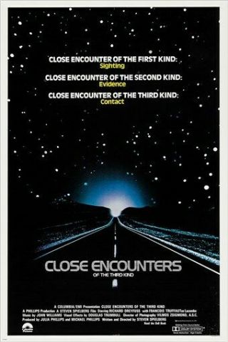 Vintage Movie Poster Close Encounters Of The Third Kind Sci - Fi Hit 24x36