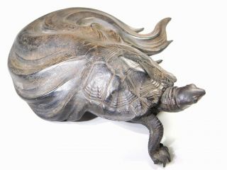 RYUBUNDO SIGNED Iron Turtle OKIMONO Statue Japanese Vintage Artwork 4