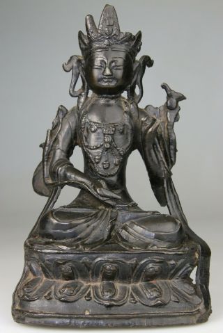 Antique Fine Chinese Bronze Buddha Statue Carved Shakyamuni - Ming 16th 17th C