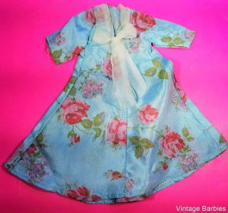 Barbie Doll Sized Blue Floral Nightgown Minty Vintage 1960 