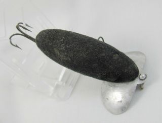 Early Black Flocked Jitterbug,  Marked Fred Arbogast Lure,  2.  25 " Body,  Good Cond.