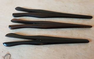 Antique Victorian Real Ebony Wood Glove Stretchers X 3 Period Props Tools Props
