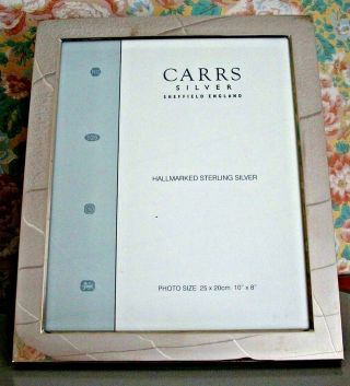 CARR`S STERLING SILVER PHOTO FRAME PLAIN DESIGN WOODEN BACK 10 X 8 INCHES 2
