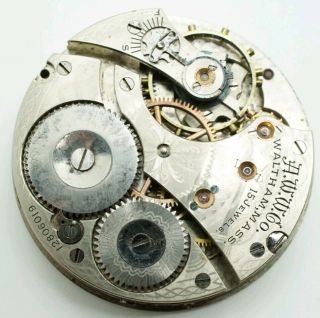 Vintage Waltham 1899 No.  620 15 Jewel 16s watch movement for repair 4