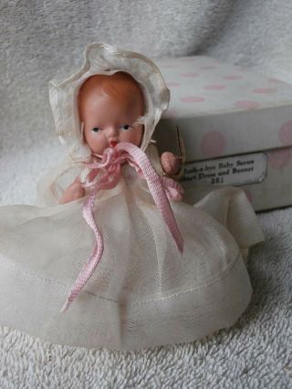 Vintage Nancy Ann Bisque Storybook Baby Doll 201 Hush - A - Bye Tag Box