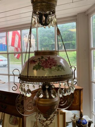 Antique Victorian B&h Hanging Lamp Bradley And Hubbard