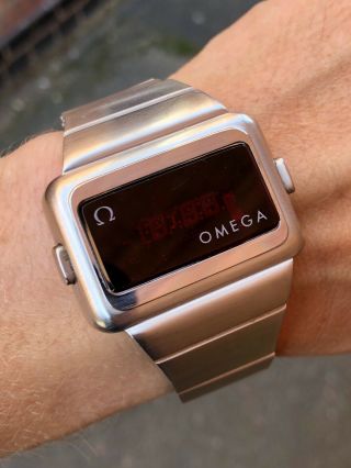Omega Time Computer 2 Led Digital Watch.  Very Rare Stainless Steel Version