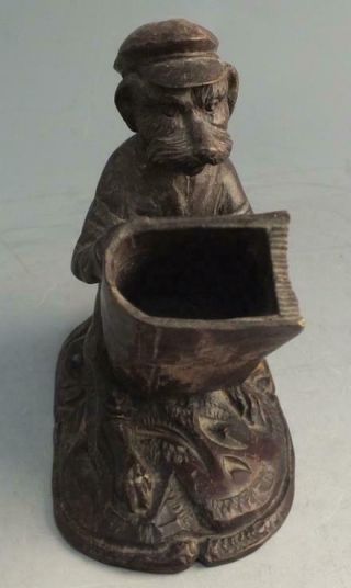 Antique Black Forest Carved Figural Dog Toothpick Holder