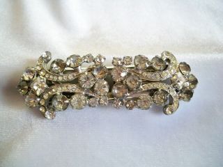 Antique Crystal Rhinestone Cluster Duette Dress Clips Brooch