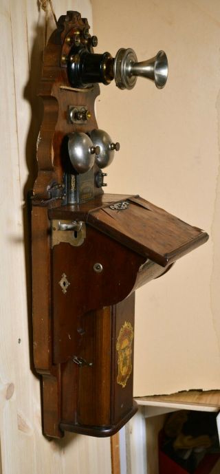 Early n Rare Wooden Ericsson Wall Magneto telephone 1900,  Antique 3