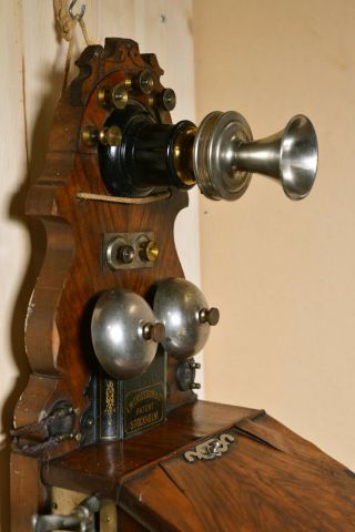 Early n Rare Wooden Ericsson Wall Magneto telephone 1900,  Antique 5