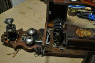 Early n Rare Wooden Ericsson Wall Magneto telephone 1900,  Antique 6
