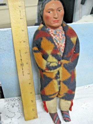 Vintage Skookum Indian Chief (bully Good) Doll 11 5/8 " Native American Blanket