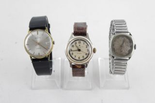 3 X Vintage Gents Wristwatches Hand - Wind Inc.  Invicta,  Ingersoll Etc