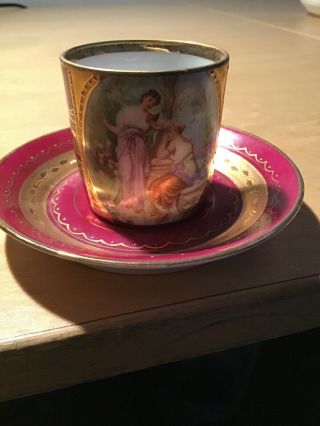 Antique Royal Vienna Porcelain Demitasse Cup And Saucer