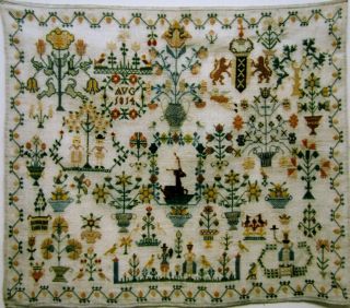 Wow Cross Stitch Chart Antique Dutch Sampler Pattern 1814 Amsterdam