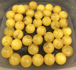32 Bakelite 10mm Semi - Transparent Lemon Swirled Loose Beads With Holes