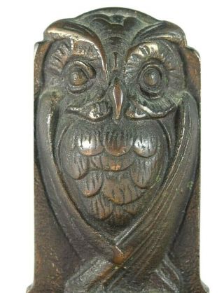 Antique Bronze Owl Bookends Door Stops Wise With Books S - 203 2