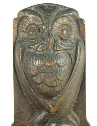 Antique Bronze Owl Bookends Door Stops Wise With Books S - 203 3