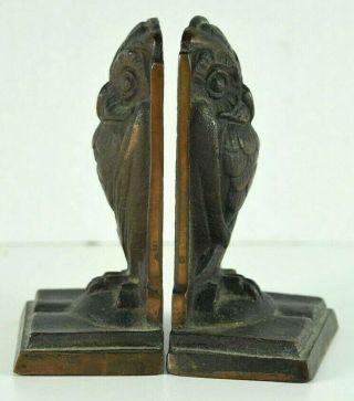 Antique Bronze Owl Bookends Door Stops Wise With Books S - 203 5
