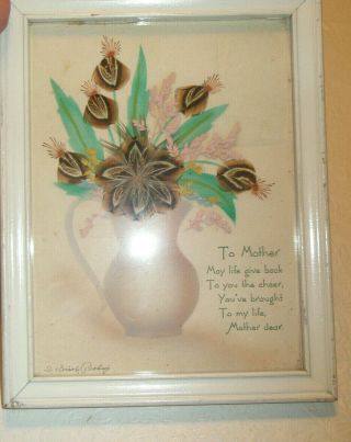 Vintage Ida Bisek Prokop Feather Art Prairie Picture Mother Poem