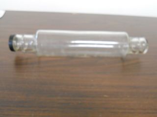 Antique Vintage Glass Rolling Pin With Tin Lid