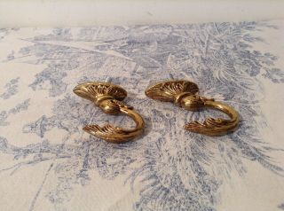 Pair Vintage French Curtain Tie Backs / Hooks (3458)