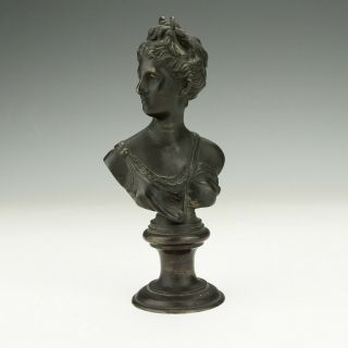 Antique Art Nouveau Patinated Bronze Bust Of A Young Lady -