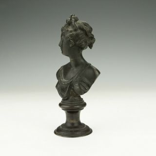 Antique Art Nouveau Patinated Bronze Bust Of A Young Lady - 4