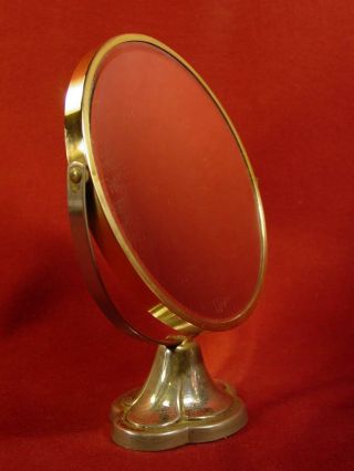 Vintage Antique Silver Brass Shaving Make Up Mirror 2 Sided