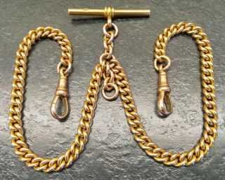 Antique All Rolled Gold / Gold Filled Double Albert Pocket Watch Chain.