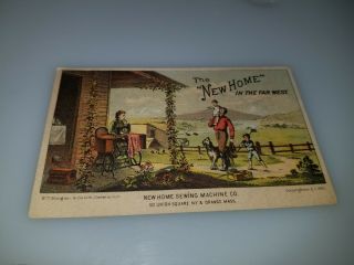 Antique Victorian Trade Card Home Sewing Machine Co Home In Far West