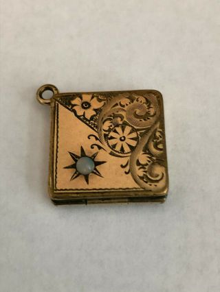 Vintage Antique Gold Filled/plated Watch Fob Locket With Opal