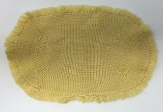 Vintage Dollhouse Miniature Yellow Oval Rug 6 1/2 " By 9 1/2 "