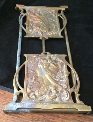 Antique Art Nouveau Lady Judd Cast Brass Expanding Book Rack Bookends Stand 6