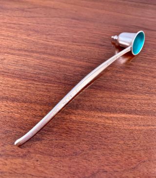 Towle Sterling Silver & Enamel Candle Snuffer Mid - Century Modern: Contour