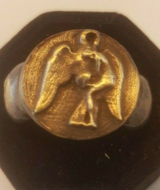 Ancient Bronze Ring - Vintage - Antique Roman - Bronze - Rare Leda And Swan