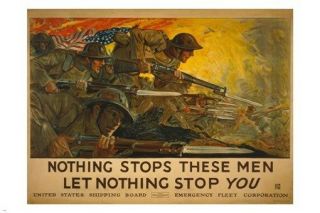 Vintage World War One Propaganda Poster 24x36 Weapons Patriotic Soldiers
