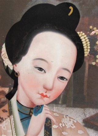 Gorgeous Antique CHINESE EXPORT Reverse Paintings on Glass c.  1860 5