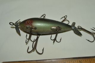 Vintage Hobbs Bon - Net 6 Hook Fishing Lure - Wood Glass Eyes 6 Hooks