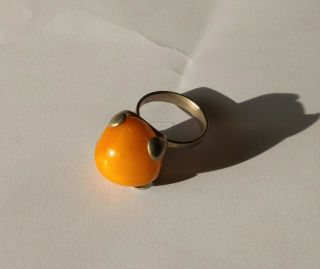 Natural Old Antique Butterscotch Egg Yolk Baltic Amber Ring.